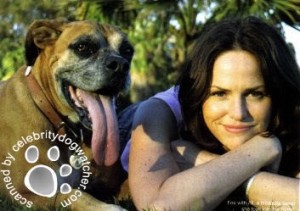 Jorja Fox and her boxer Ali