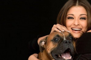 Aishwarya Rai (Bollywood Star) with her boxer dog